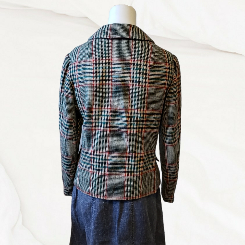 Custom Casuals vintage plaid tartan button up blazer size small - Picture 11 of 12